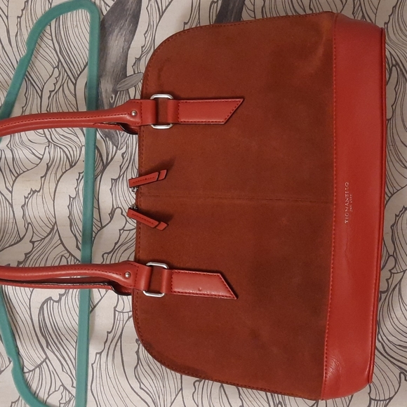 Tignanello Handbags - Tignanello, Suede/Leather, Burnt Orange Satchel Purse
